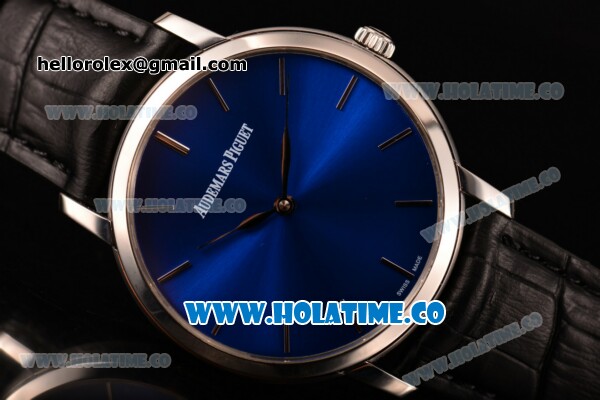 Audemars Piguet Jules Audemars Miyota 9015 Automatic Steel Case with Blue Dial and Silver Stick Markers - Click Image to Close